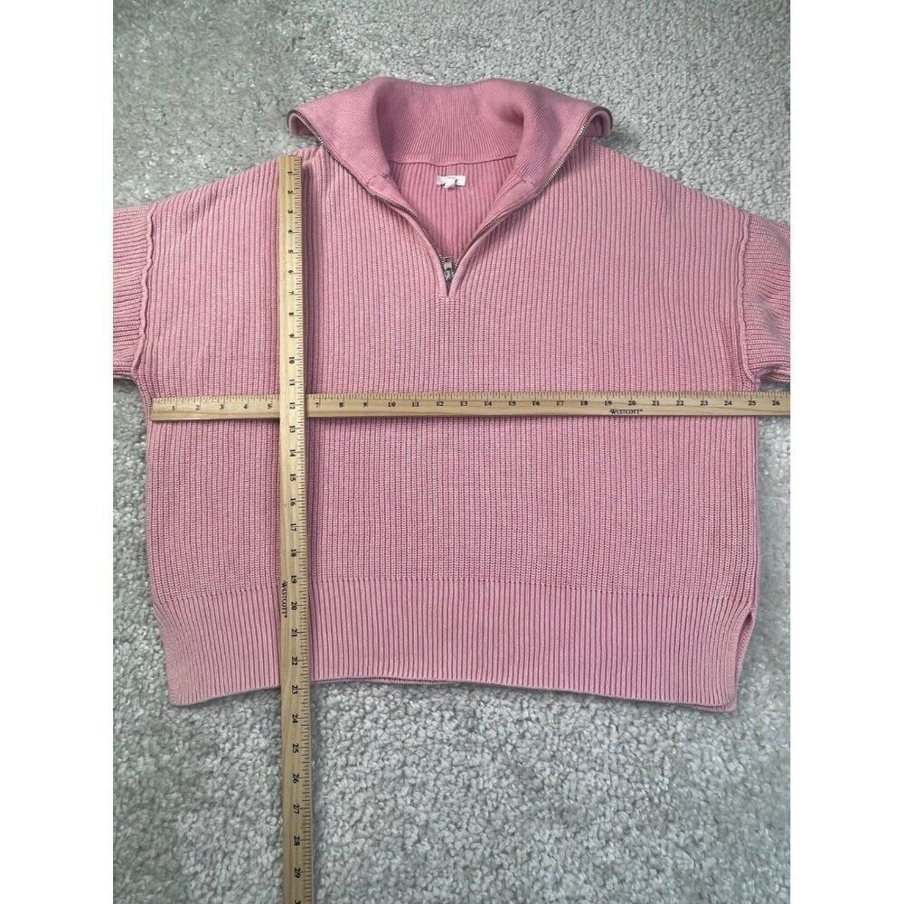 AERIE Beyond Quarter Zip Sweater Pink - Picture 8 of 9